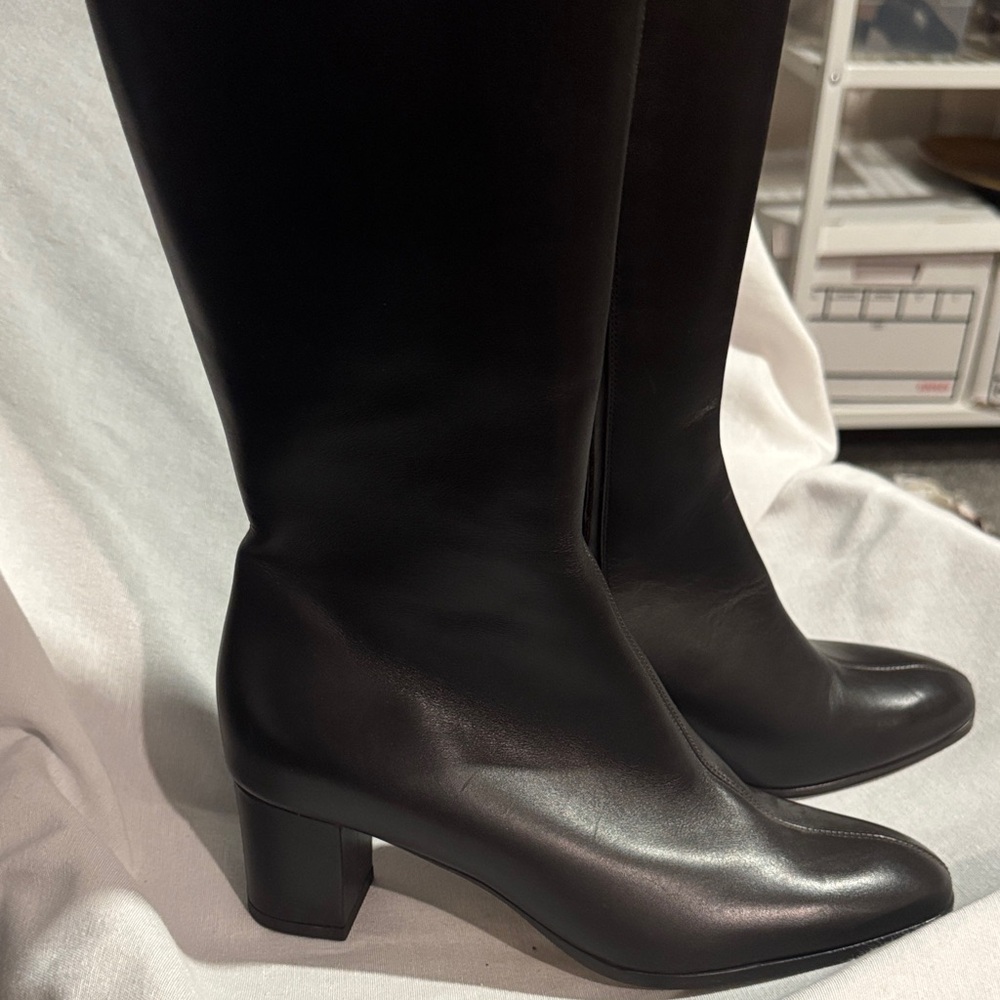 LAST DAY Theory Dark chocolate Brown Leather Knee Boots New